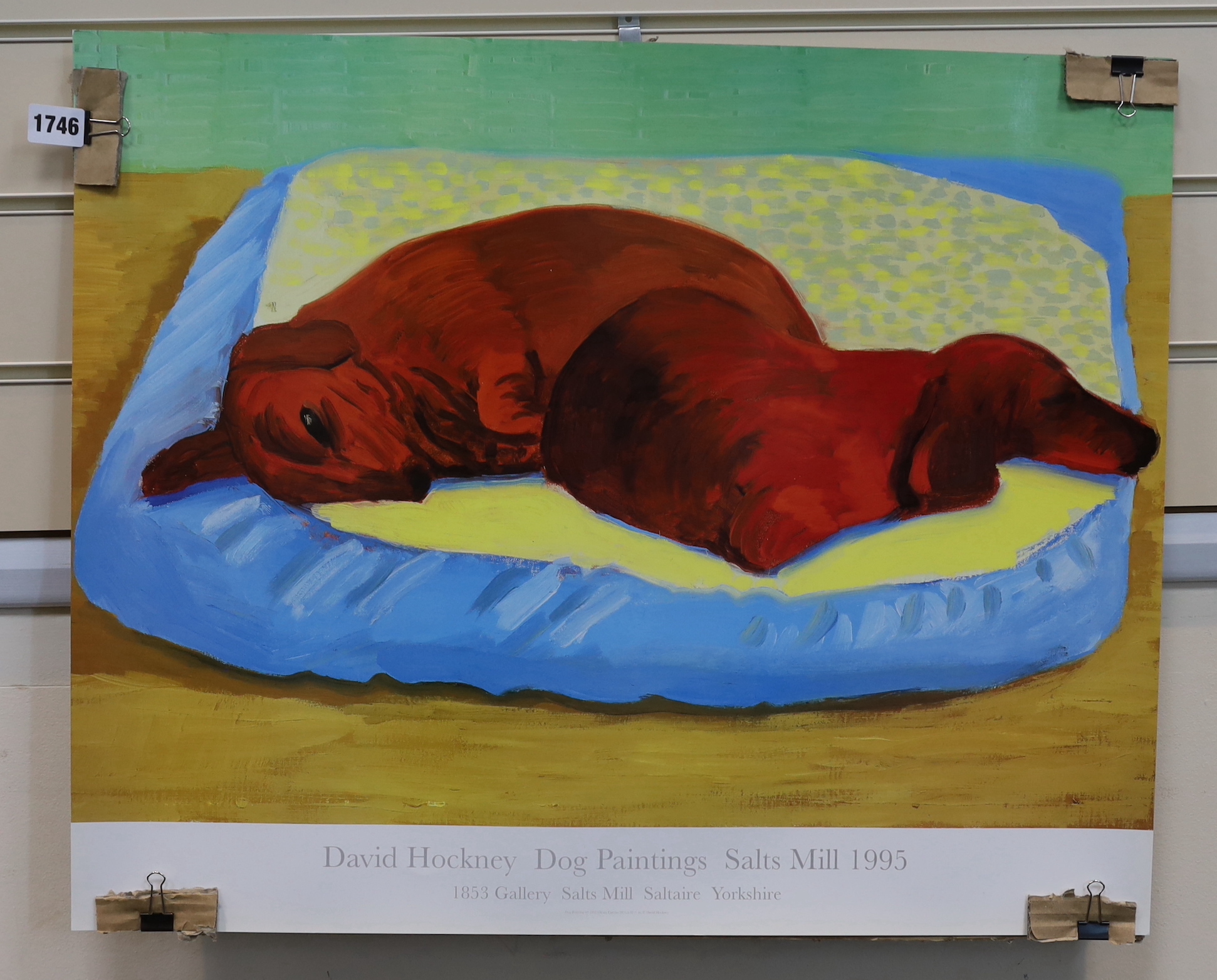 David Hockney RA (British b.1937), offset lithograph exhibition poster, Dog Paintings, Salts Mill, 1995, 53 x 65cm, unframed